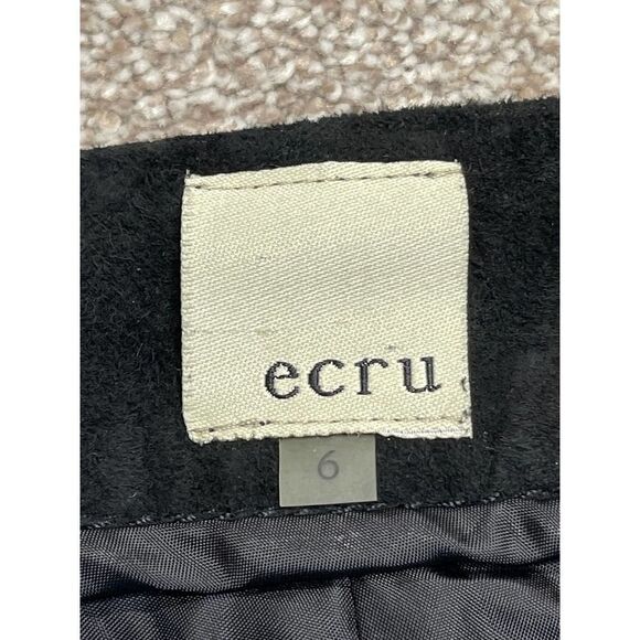 Ecru Leather Straight Leg Pants Women sz 6 black 100% leather half Lined trouser - Picture 2 of 12